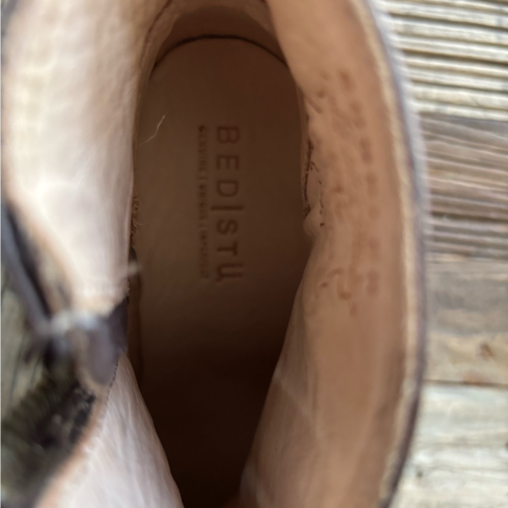 Bed Stu Isla leather booties featuring a distressed brown finish. - Picture 4 of 6